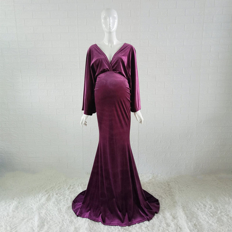 pink velvet maternity dress Magenta Velvet Tiered Long Sleeve Maternity Dress PinkBlush